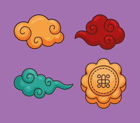 Poster - four chinese moon festival icons