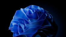 Blue Ripple Layers. Modern Abstract Flower Background. 3D Render.