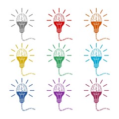 Wall Mural - Creative idea light bulb icon isolated on white background. Set icons colorful