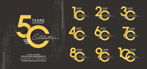 set of anniversary logotype modern pop art style color for celebration