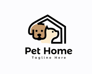 Poster - head dog cat pet house home adopt shop logo icon symbol illustration inspiration