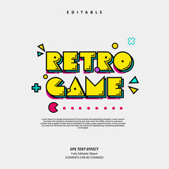 editable text effect premium vector design of Memphis retro game vintage type for poster, social media, event design, decoration, banner, printing, sign, headline, title, game merchandise