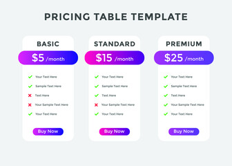 Product price table template. Subscription Package Pricing Comparison. business plans web comparison price
