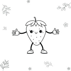 Wall Mural - character srawberi fruit doodle