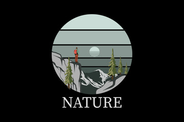 Fototapete - Nature retro vintage landscape design