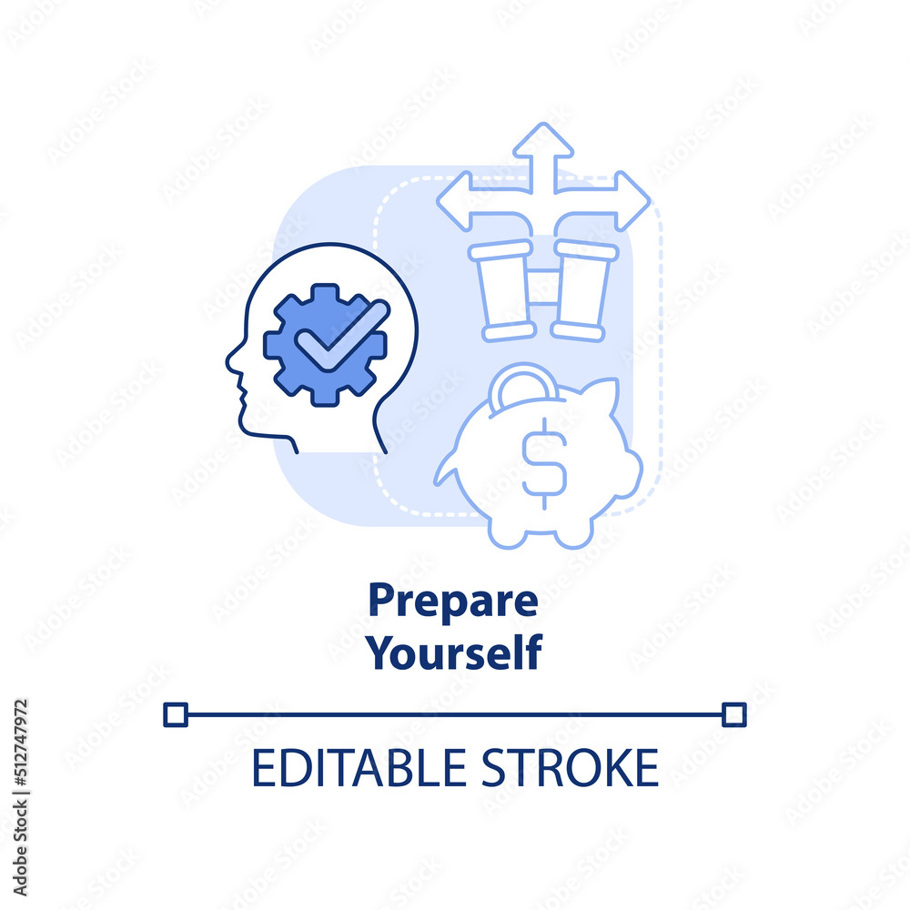 Prepare yourself light blue concept icon. Be ready to transformations. Adaptability abstract idea thin line illustration. Isolated outline drawing. Editable stroke. Arial, Myriad Pro-Bold fonts used