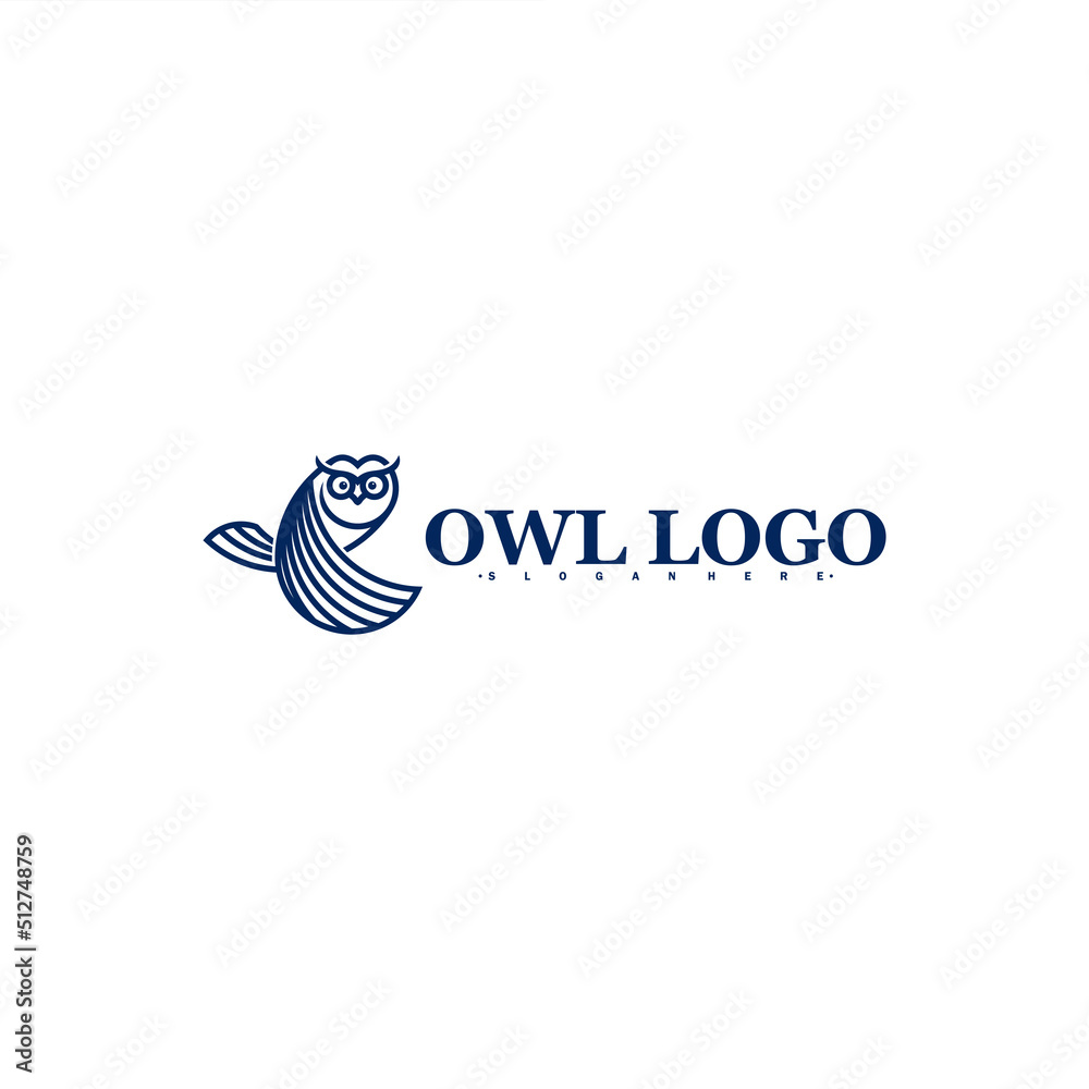Owl bird logo line vector illustration. modern logo design flat Stock ...