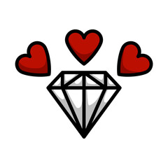 Sticker - Diamond With Hearts Icon