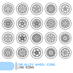 Sticker - Car alloy wheel line icons