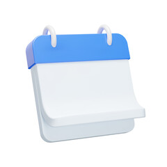 Poster - Calendar 3d icon. Folded out calendar sheet, blank. Isolated object on a transparent background