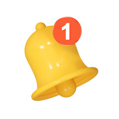 Poster - Notice 3d icon. Bell with a red circle. Isolated object on a transparent background