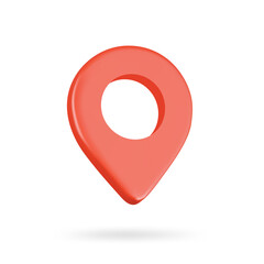 Poster - Red mapped pin pointer 3d icon. Isolated object on a transparent background