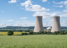 Green Landscape And Nuclear Power Plant