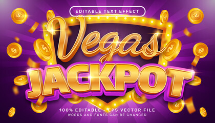 Poster - editable text effect, vegas jackpot casino 3d style concept