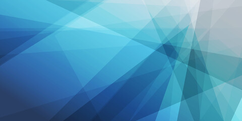Poster - Grey and Blue Dark 3D Glowing Triangle Shaped Translucent Overlaying Planes, Geometric Shapes Pattern, Abstract Futuristic Vector Background, Texture Design, Template