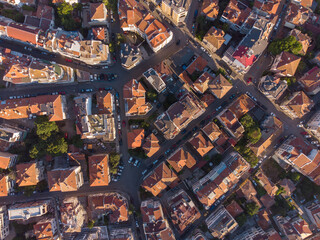 Wall Mural - aerial view of the beautiful city of Burgas at sunset, Bulgaria