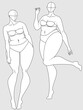 Curvy 10 Heads Fashion Figure Templates. Exaggerated Croquis for Fashion Design and Illustration