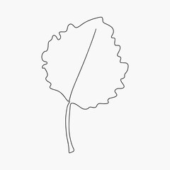 Wall Mural - Vector autumn leaf continuous line drawing. Autumn leaf one line style icon vector illustration design