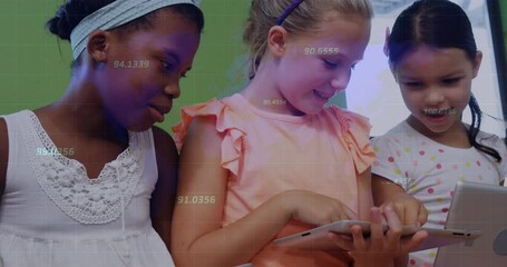 Poster - Animation of data processing over diverse schoolchildren using tablets in classroom