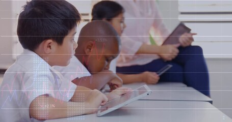 Poster - Animation of data processing over diverse schoolchildren using tablets in classroom