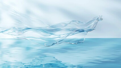 Poster - Flowing transparent cloth on water surface, 3d rendering.