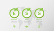 © Thitipong - ESG infographic with icon. concept of business trend. environmental, social, and governance in sustainable and ethical business on the Network connection. with globeon a green background.