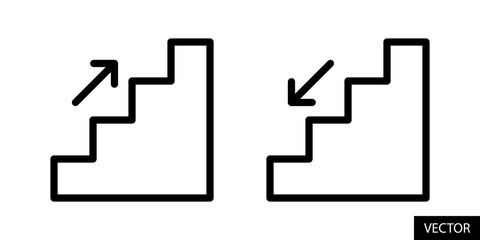 Poster - stairs up and stairs down sign vector icons in line style design for website design, app, ui, isolat