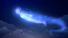 The Ghost Or Soul Of A Person Flies In The Starry Sky Above The Clouds