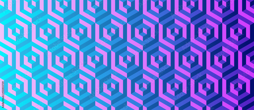 Seamless vector 3D pattern with cubes. Optical illusions. Gradient ...