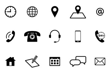 Poster - Contact icon set for web and mobile. Communication symbol collection. Flat vector illustration