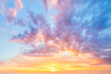 Wall Mural - amazing panoramic view of sunset sunrise sundown sky with colorful clouds