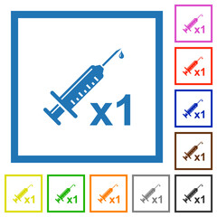 Poster - First vaccine dose flat framed icons