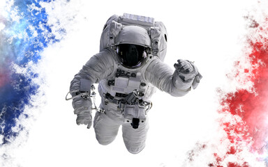 Wall Mural - high resolution astronaut isolated on white background. space style dust splash. science fiction. el