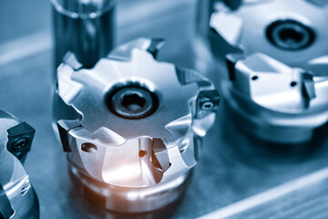 industrial metalworking milling cutter close-up, industrial concept background