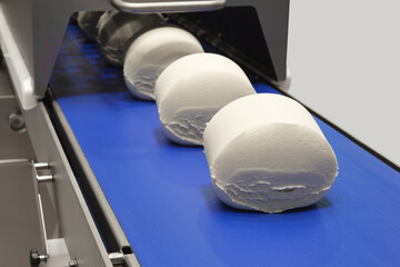 Poster - industrial production of bakery products on an assembly line - technology and machinery in the food factory