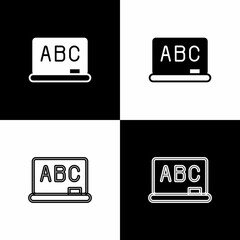 Sticker - Set Chalkboard icon isolated on black and white background. School Blackboard sign. Vector