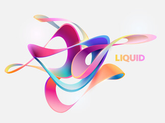 Wall Mural - colorful 3d liquid circle. abstract geometric shapes on white background. vector design elements.