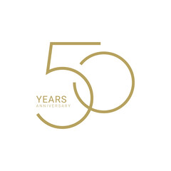 50 year anniversary logo, golden color, vector template design element for birthday, invitation, wed