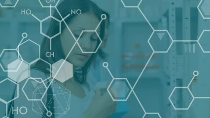Poster - Animation of chemical formula over caucasian woman