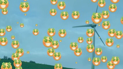 Poster - Animation of emoji icons over wind turbine
