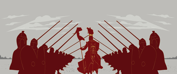 royal knight riding a horse Greetings to the soldiers vector silhouette design