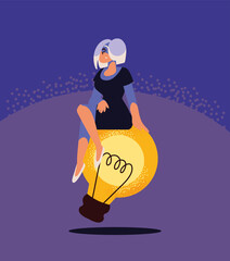 Sticker - young woman sitting on bulb