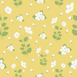 Jasmines with leaves, seamless pattern