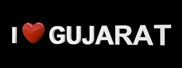 Wall Mural - I love Gujarat text with black background