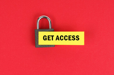 Poster - On the red surface there is a lock with a sticker with the inscription - Get Access