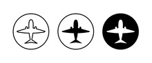 Plane, Aircraft, Airplane Travel, Air Plane Flight Icons Button, Vector, Sign, Symbol, Logo, Illustration, Editable Stroke, Flat Design Style Isolated On White Linear Pictogram