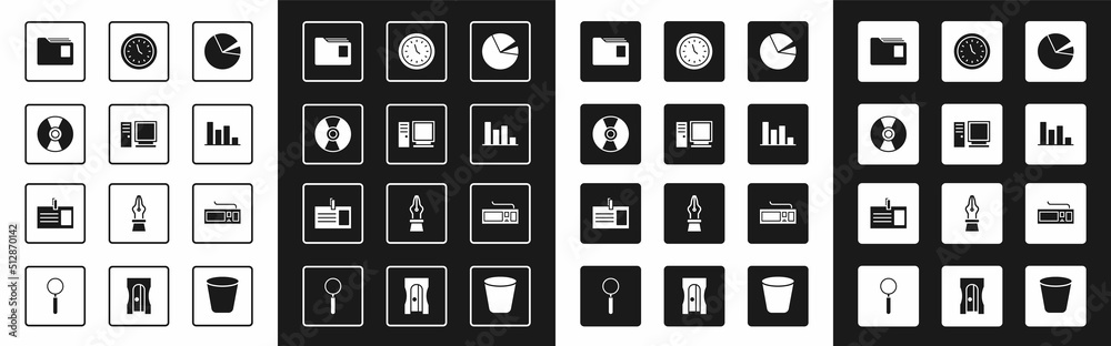 Set Pie chart infographic, Computer monitor, CD DVD disk, Document ...