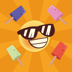 Wall Mural - emoji with sunglasses