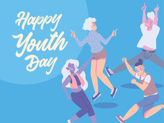 Wall Mural - happy youth day people celebration