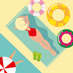 Wall Mural - sunbathing and relaxing